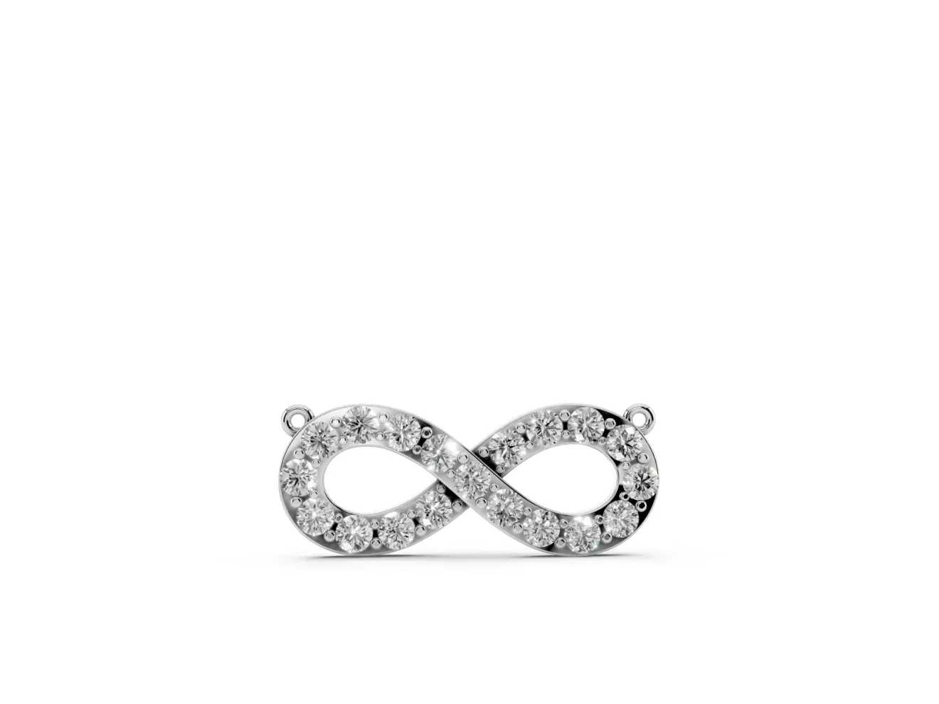 Round Lab-Grown Diamond Pavé Infinity Pendant Necklace | Side Chain Rings | Sterling Silver