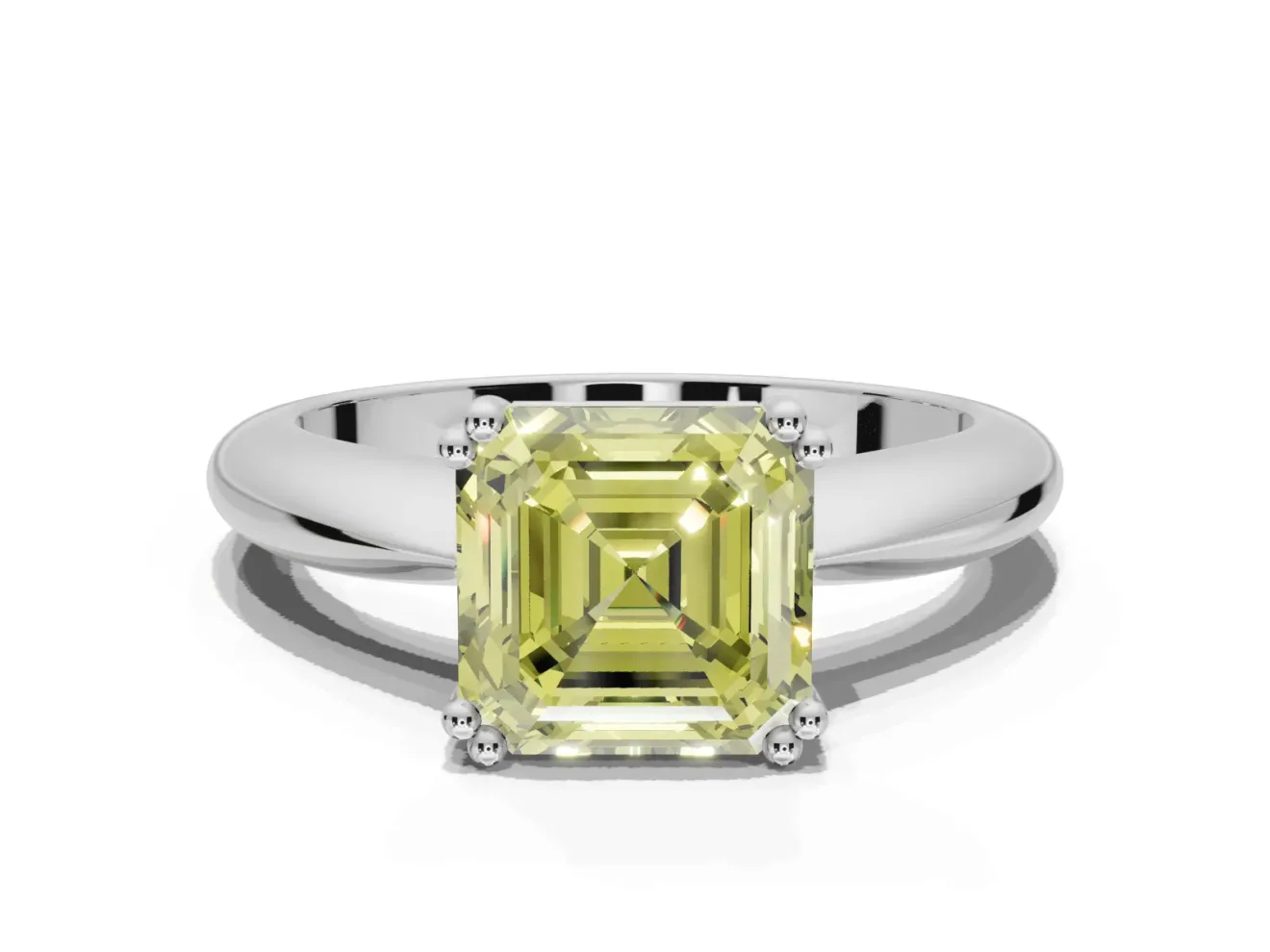 Princess Cut Tapered Solitaire Engagement Ring Setting for a Fancy Yellow Lab-Grown Diamond | Sterling Silver