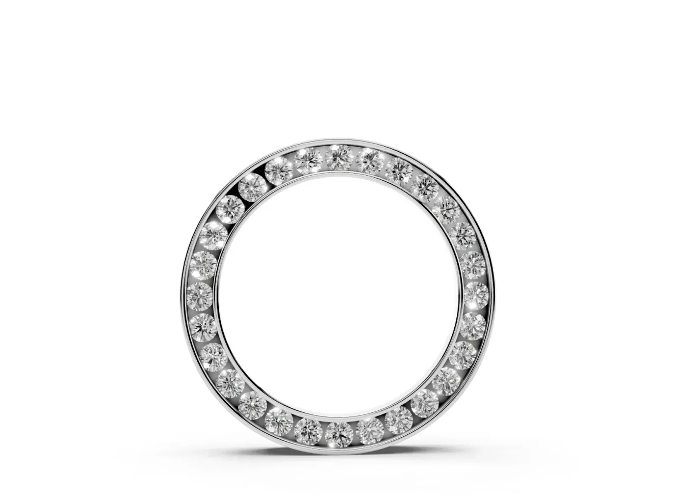 Round Lab-Grown Diamond Channel Set Open Circle Pendant Necklace | Smooth Rims | Sterling Silver