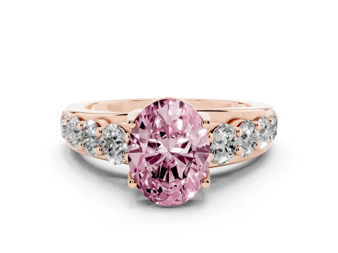 Oval Graduated Engagement Ring Setting for a Fancy Pink Lab-Grown Diamond | Rose Gold