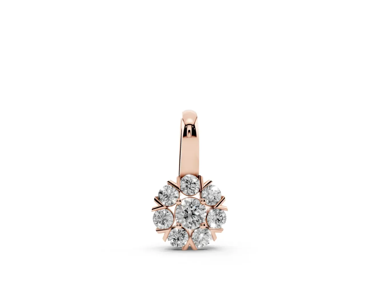 Round Lab-Grown Diamond Floral Cluster Pendant Necklace | Petal Halo | Rose Gold