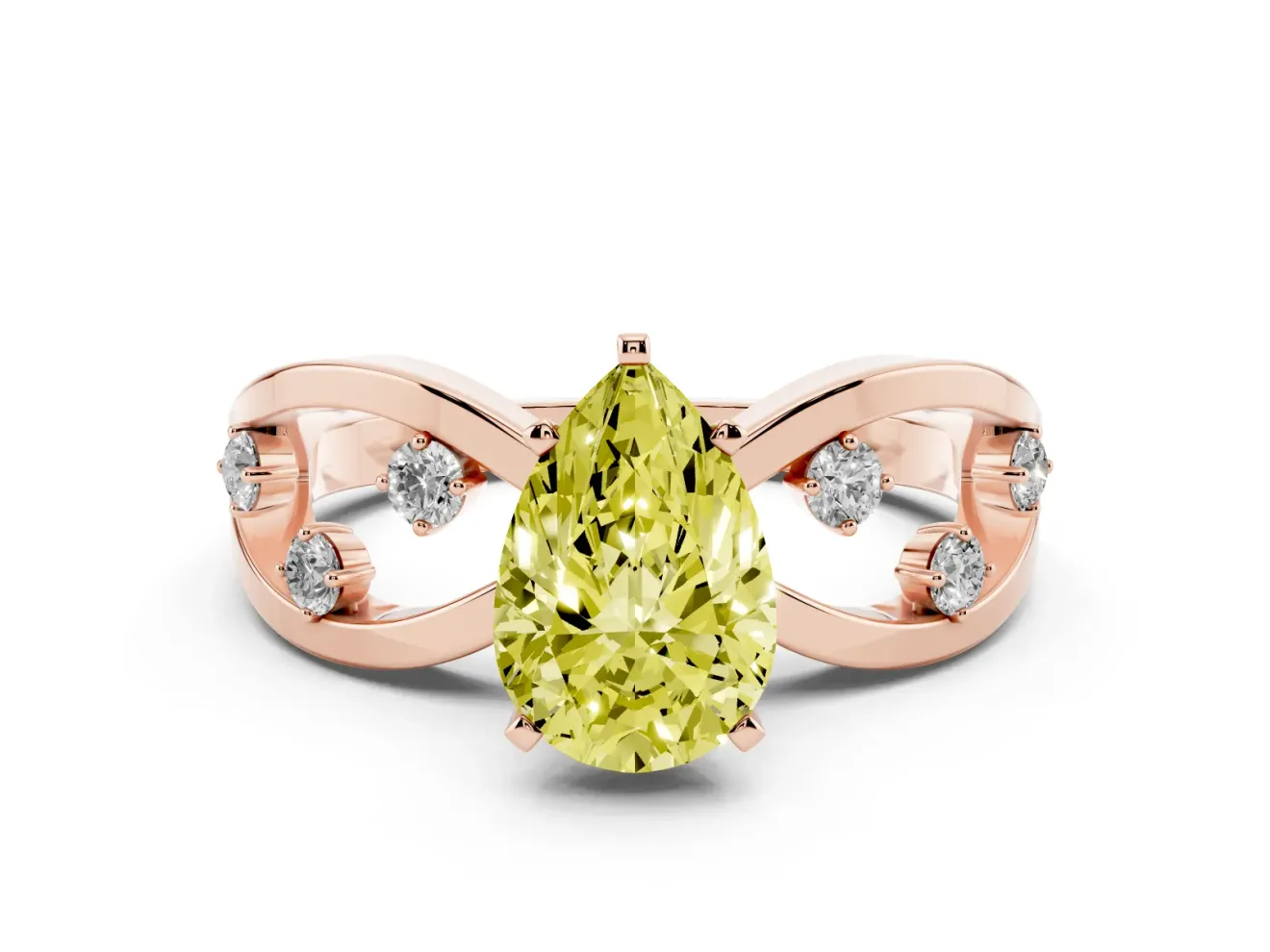 Pear-Shaped Loop Engagement Ring Setting for a Fancy Yellow Lab-Grown Diamond | Rose Gold