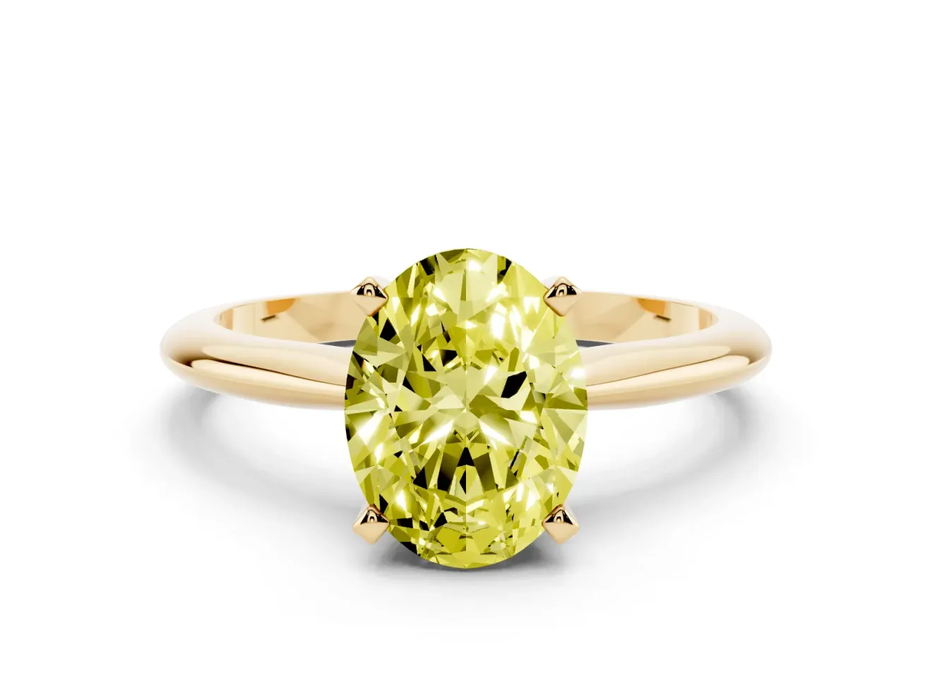 Oval Solitaire Engagement Ring Setting for a Fancy Yellow Lab-Grown Diamond | Yellow Gold