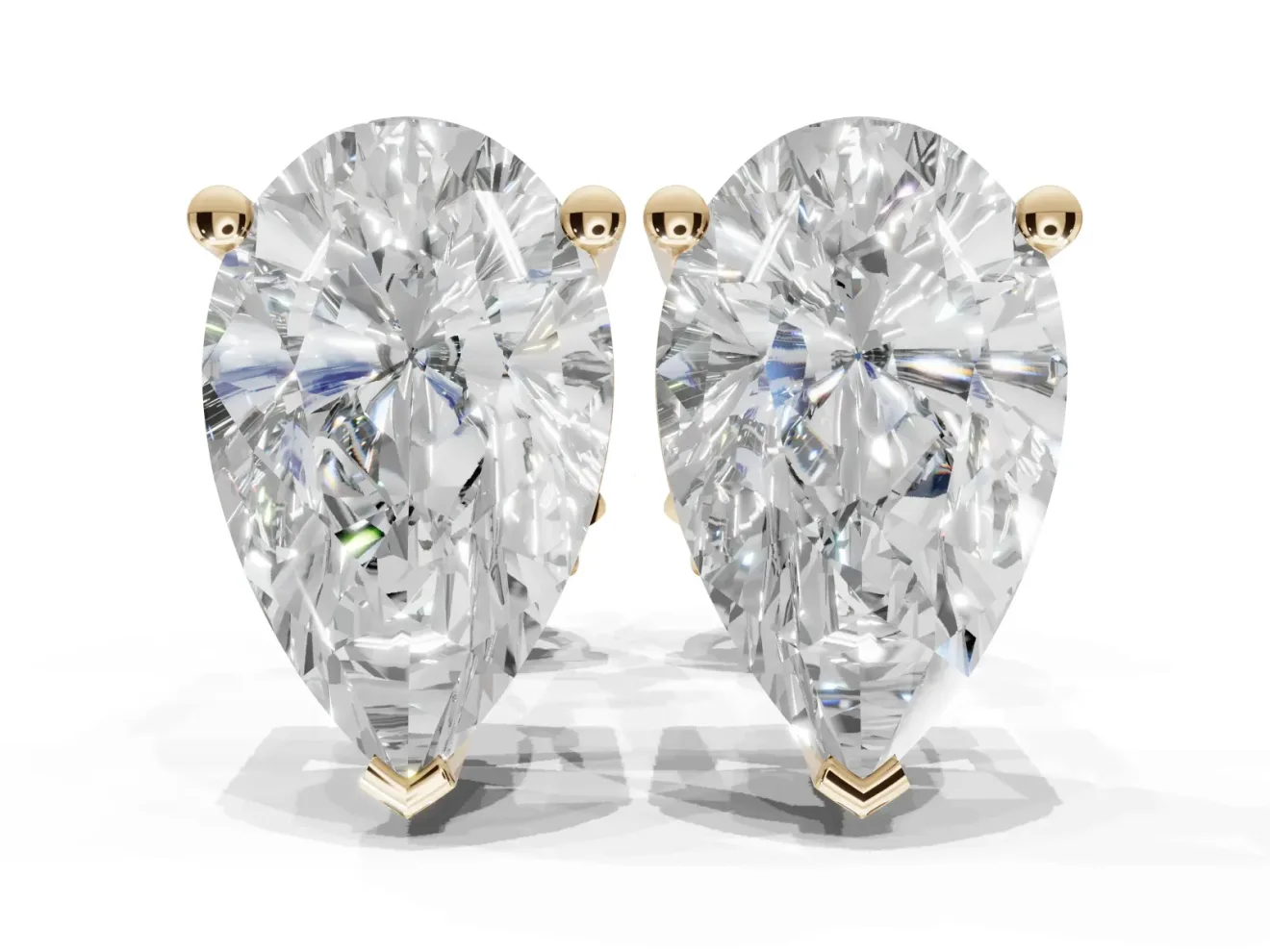 Radiant Cut Lab-Grown Diamond Solitaire Basket Stud Earrings | Open Gallery | Yellow Gold