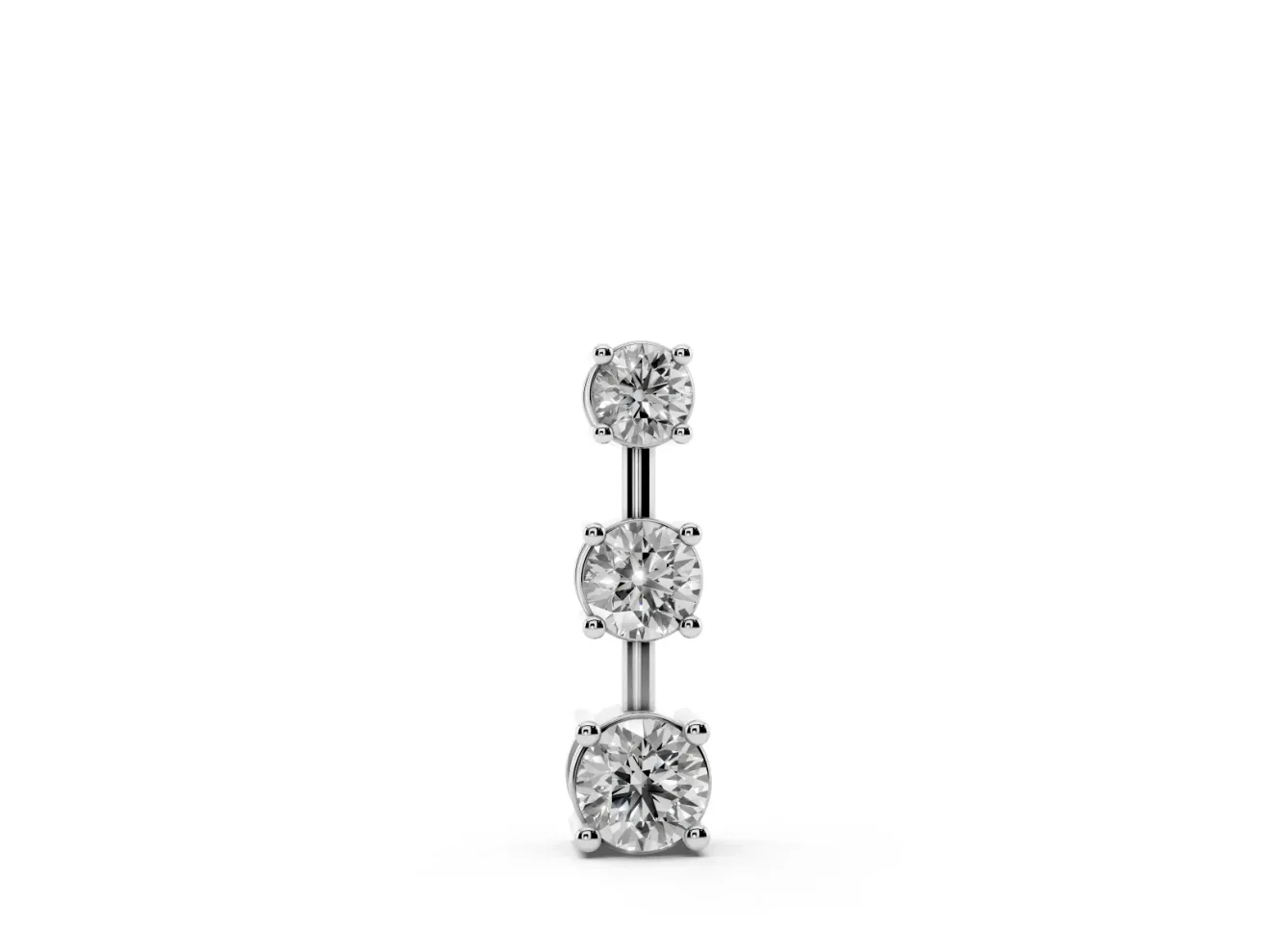 Round Lab-Grown Diamond Graduated Triple Bar Pendant Necklace | Prong Set | Sterling Silver