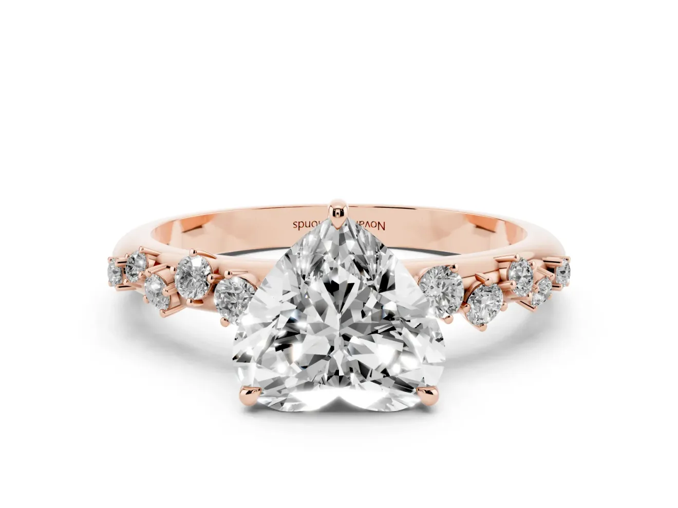 Heart Cut Diamond Cluster Solitaire Ring Set in Rose gold with Prong Setting