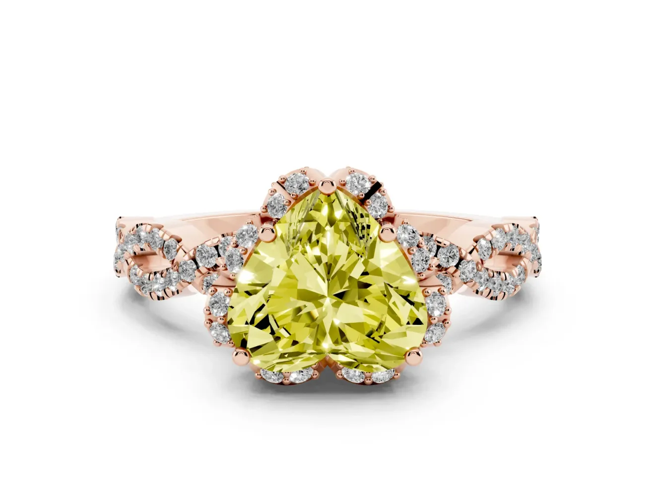 Heart-Shaped Halo Engagement Ring Setting for a Fancy Yellow Lab-Grown Diamond | Rose Gold - Design NV-24725
