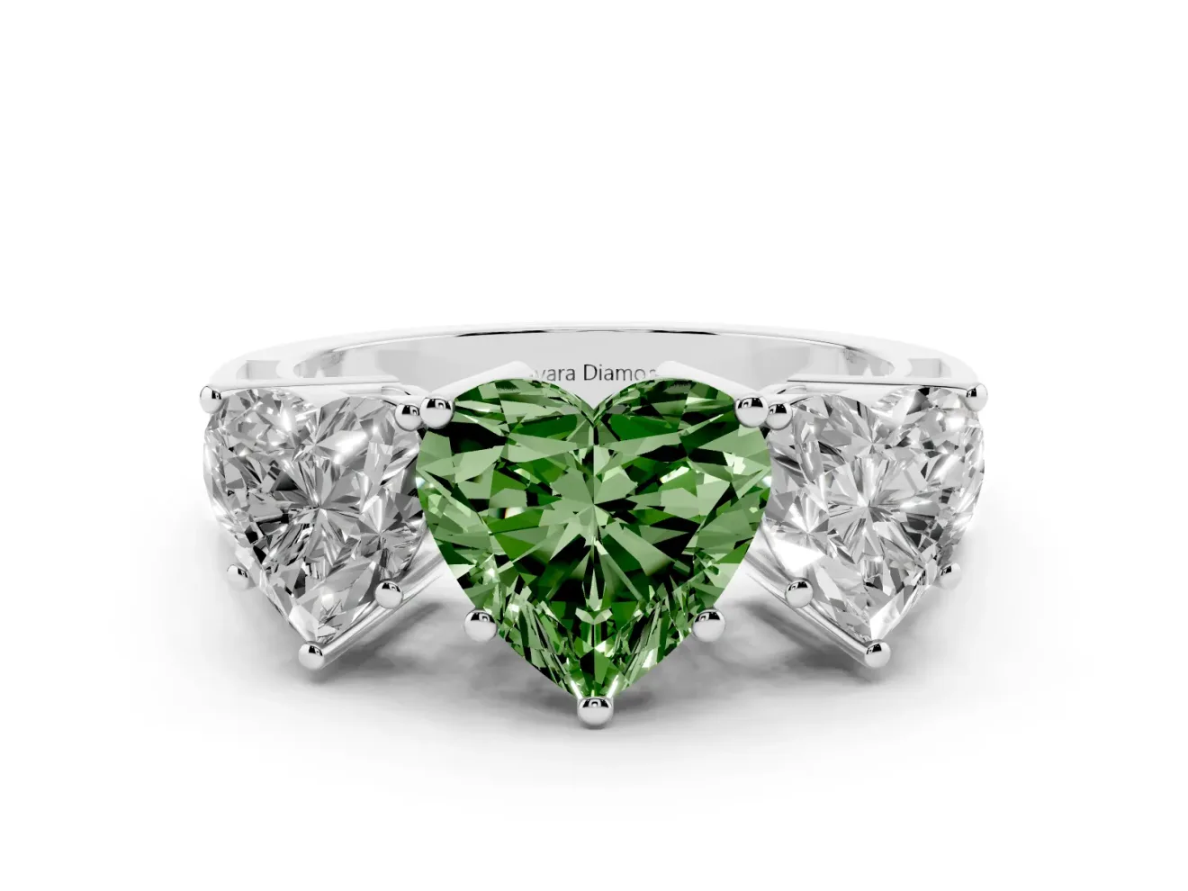 Heart-Shaped Engagement Ring Setting for a Fancy Green Lab-Grown Diamond | Sterling Silver - Design NV-24920