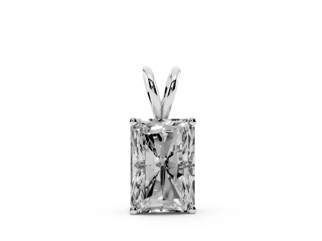 Radiant Cut Lab-Grown Diamond Solitaire Pendant Necklace | Split Bail | White Gold
