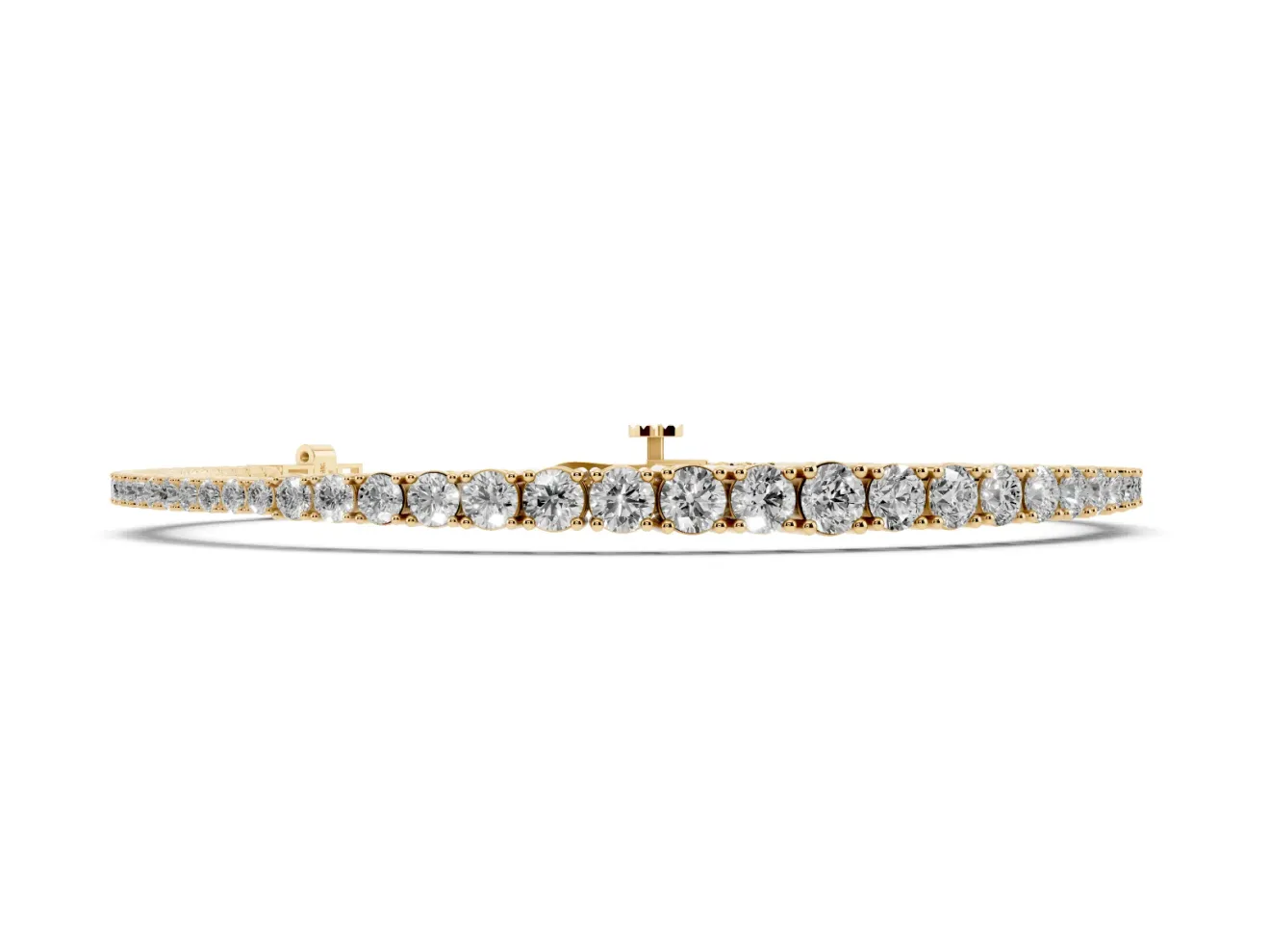 Round Lab-Grown Diamond Graduated Tennis Bracelet | Open Prong Settings | Yellow Gold