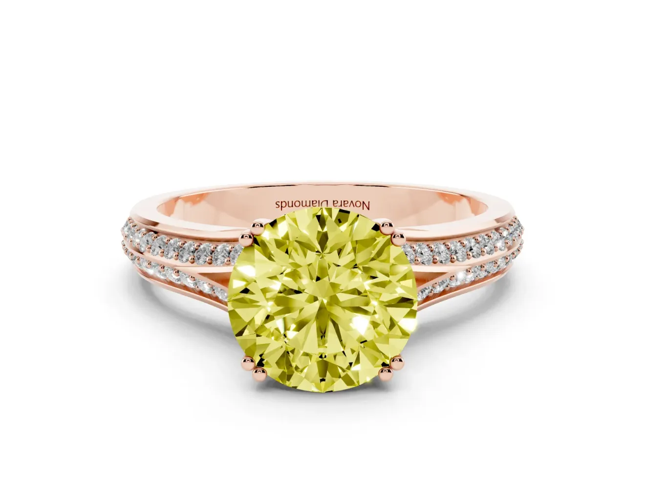 Round Split Shank Engagement Ring Setting for a Fancy Yellow Lab-Grown Diamond | Rose Gold