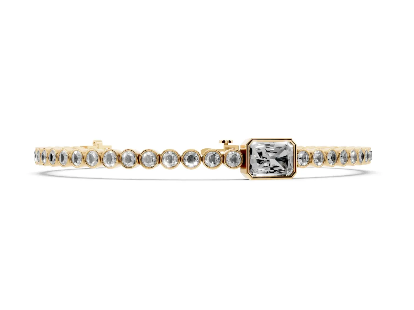 Round Lab-Grown Diamond Bezel Tennis Bracelet | Yellow Gold