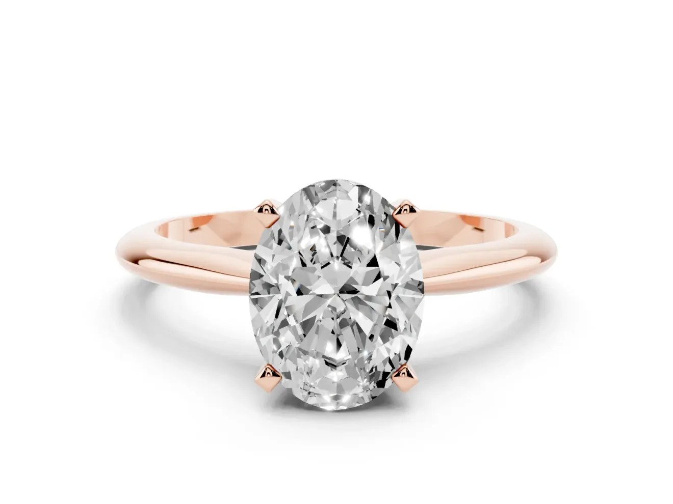 Oval Plain Knife-Edge Solitaire Engagement Ring Setting | Claw Prongs | Rose Gold