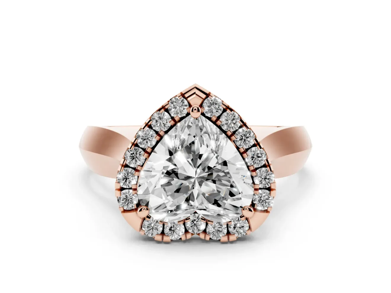 Heart-Shaped Halo Engagement Ring Setting | Square Profile Band | Rose Gold