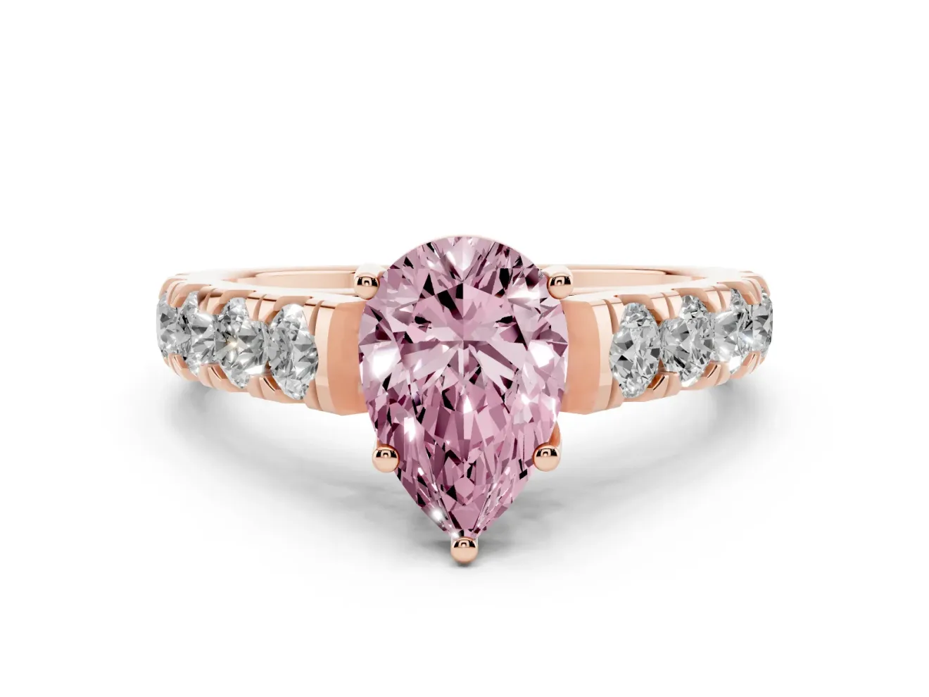 Pear-Shaped Engagement Ring Setting for a Fancy Pink Lab-Grown Diamond | Rose Gold - Design NV-24643