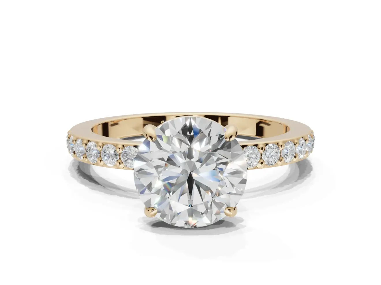 Round Hidden Halo Engagement Ring Setting | Yellow Gold