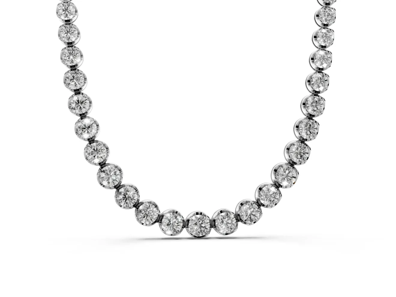 Round Lab-Grown Diamond Graduated Continuous Line Tennis Necklace | Prong Set | Sterling Silver