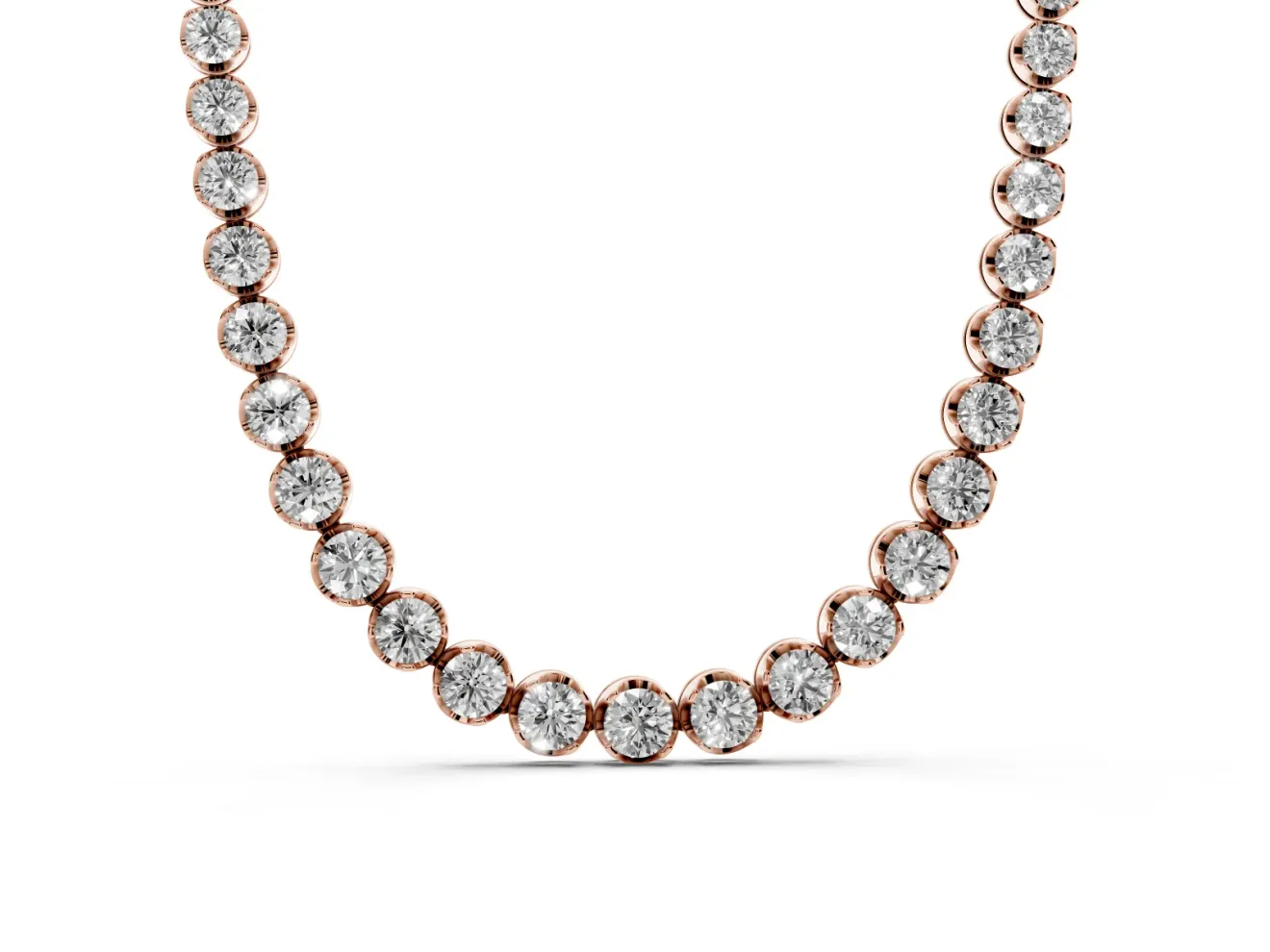 Round Lab-Grown Diamond Graduated Continuous Line Tennis Necklace | Prong Set | Rose Gold