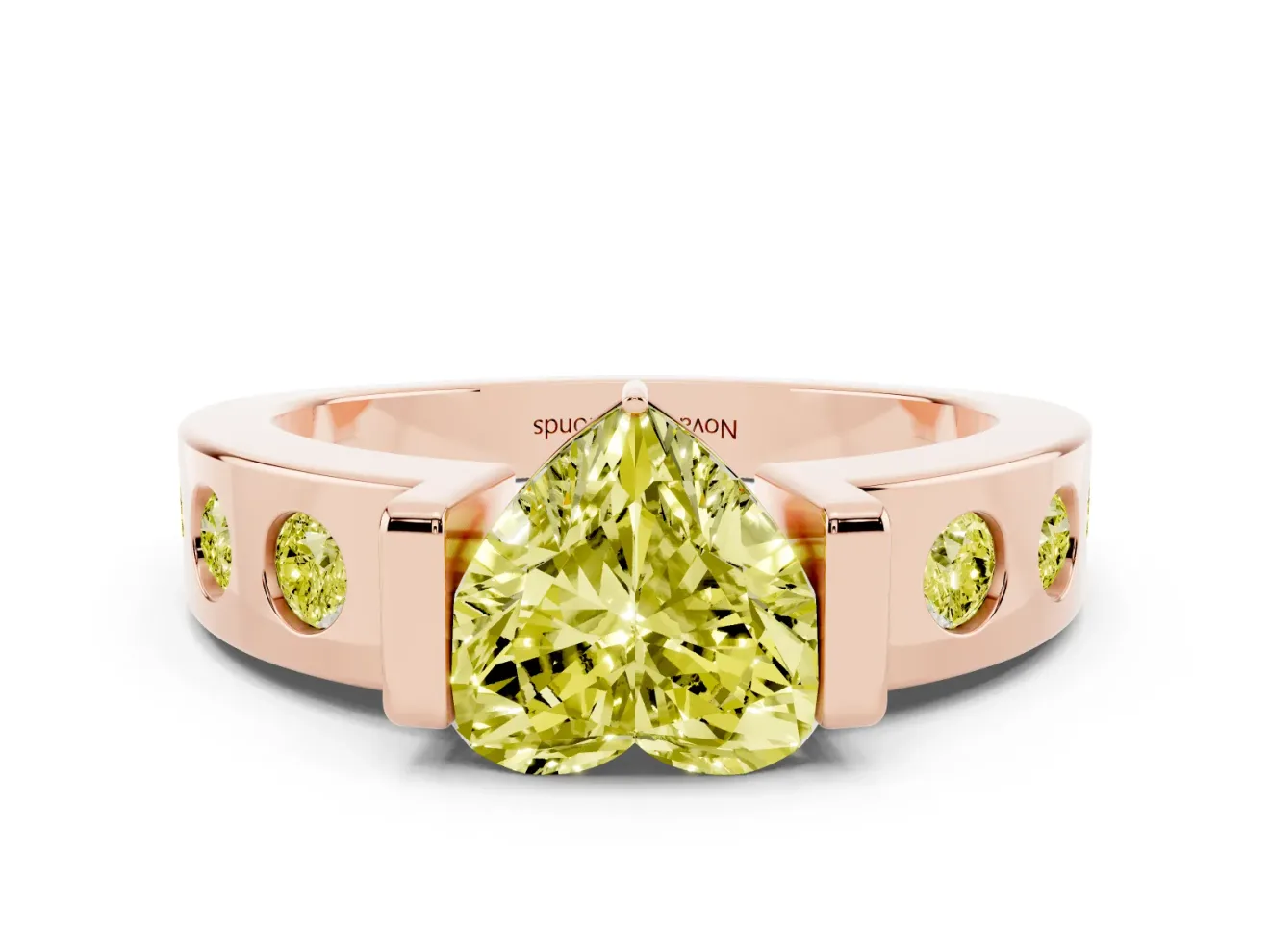 Heart-Shaped Tension Style Engagement Ring Setting for a Fancy Yellow Lab-Grown Diamond | Rose Gold