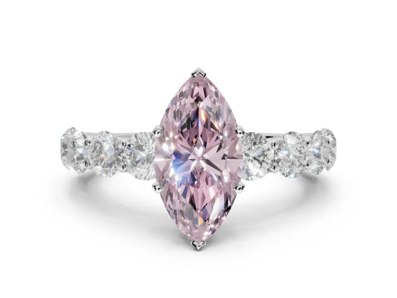 Marquise Engagement Ring Setting for a Fancy Pink Lab-Grown Diamond | Sterling Silver - Design NV-24455