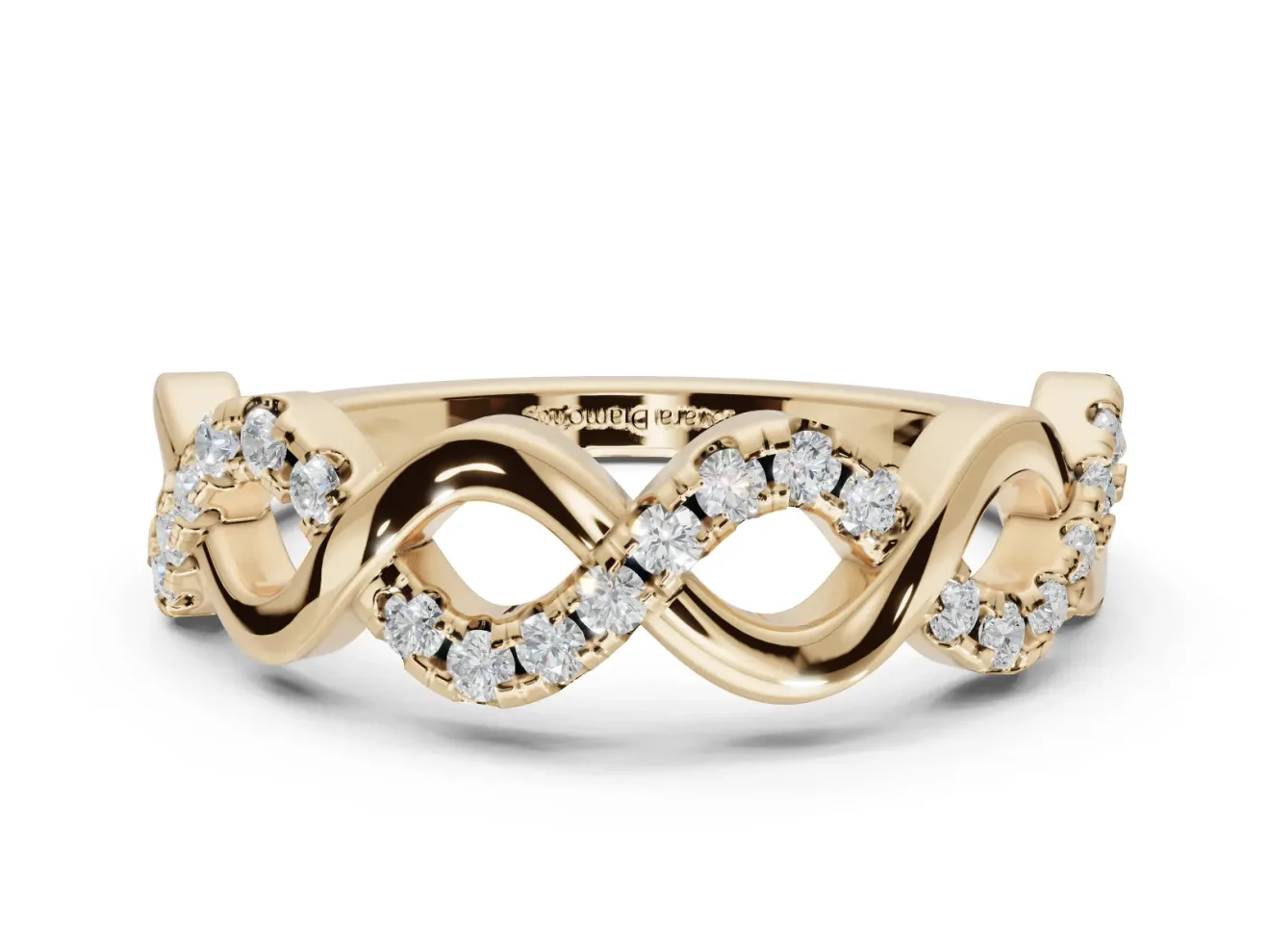 Round Lab-Grown Diamond Infinity Twist Wedding Band | Pavé and Polished | Yellow Gold