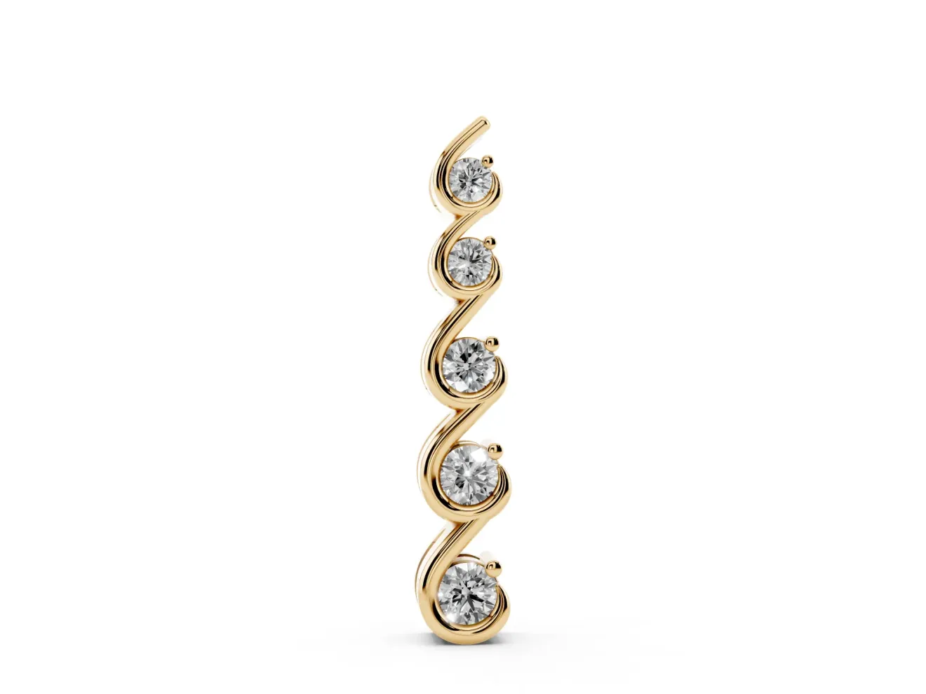 Round Lab-Grown Diamond S-Curve Wire Pendant Necklace | Prong Set | Yellow Gold