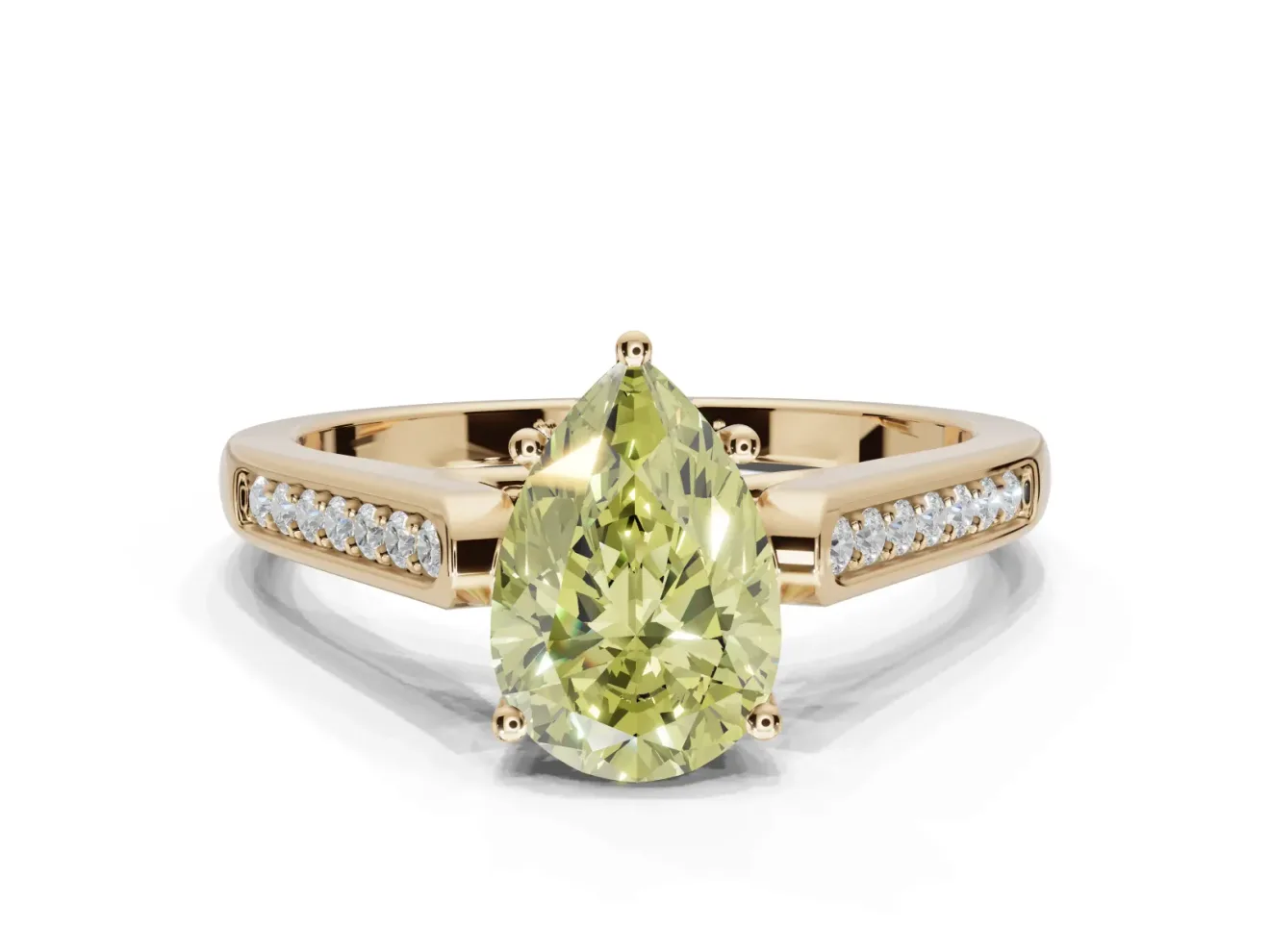 Pear-Shaped Engagement Ring Setting for a Fancy Yellow Lab-Grown Diamond | Yellow Gold - Design NV-24597