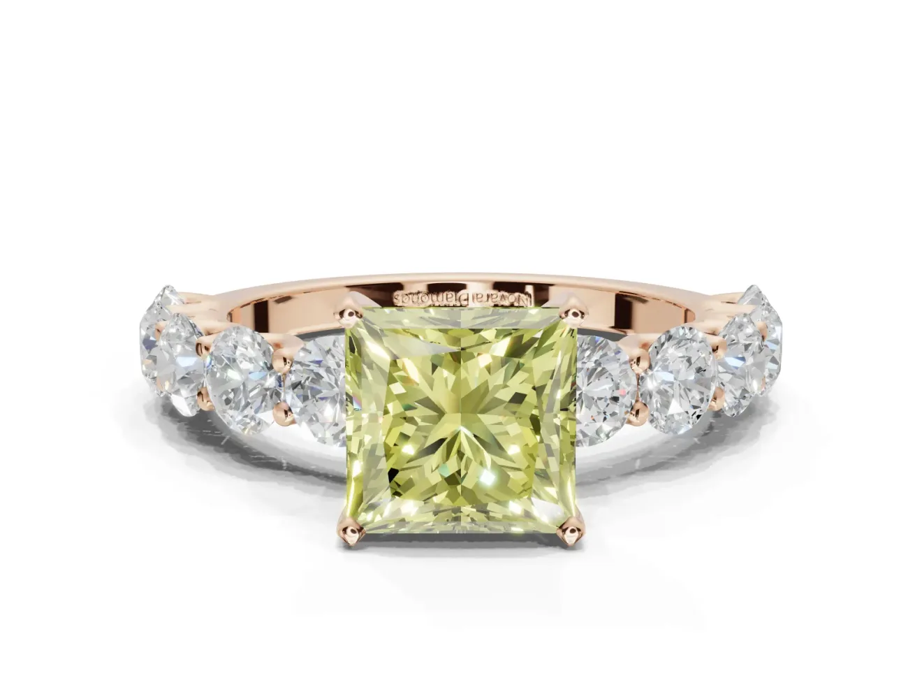 Princess Cut Engagement Ring Setting for a Fancy Yellow Lab-Grown Diamond | Rose Gold - Design NV-24455