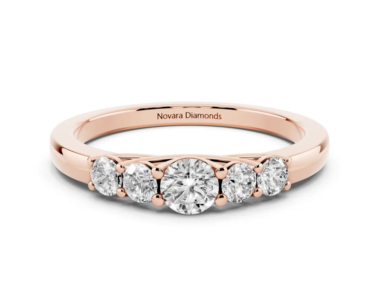 Round Lab-Grown Diamond Five-Stone Wedding Band | Trellis Gallery | Rose Gold
