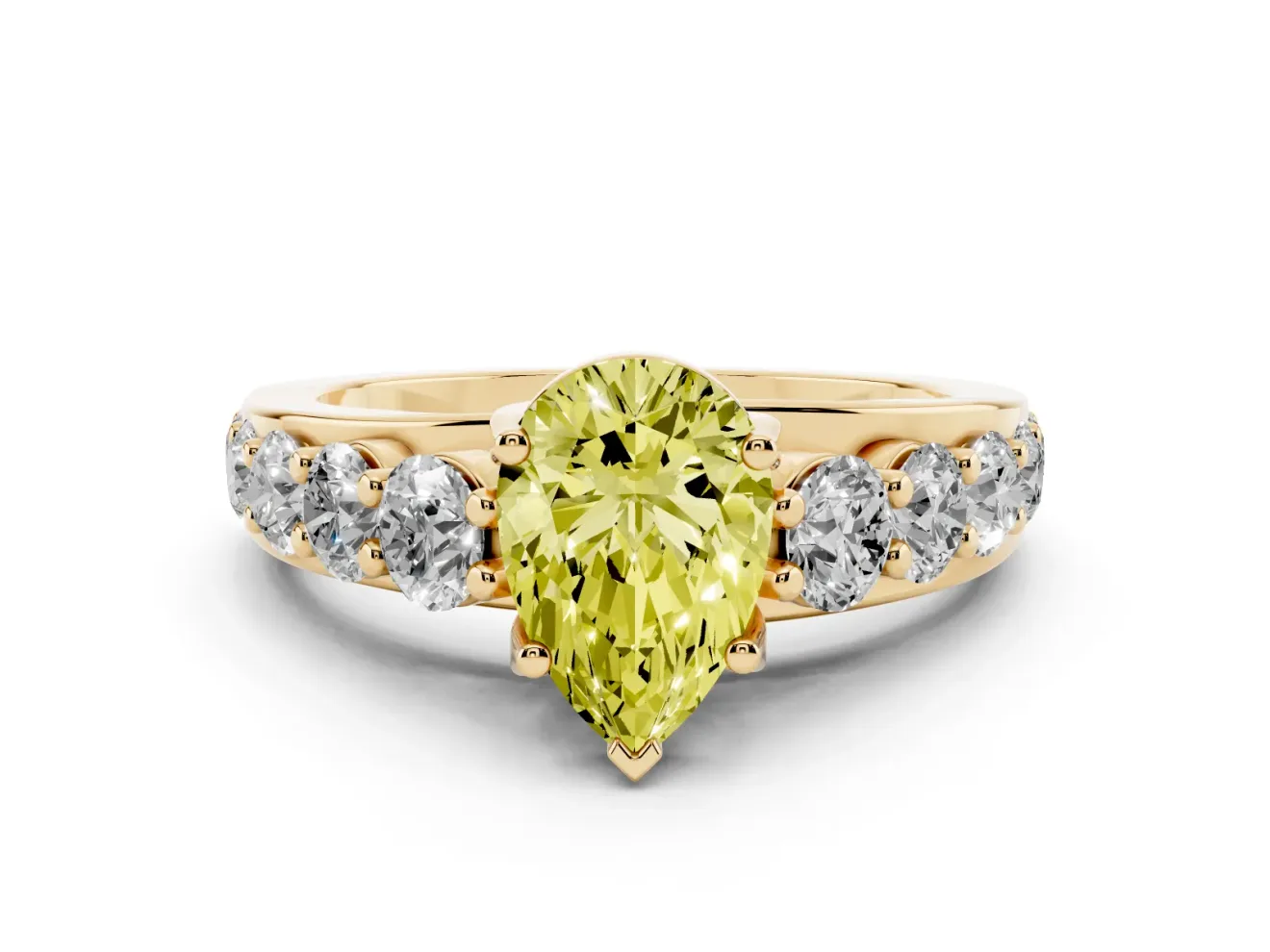 Pear-Shaped Engagement Ring Setting for a Fancy Yellow Lab-Grown Diamond | Yellow Gold - Design NV-24645