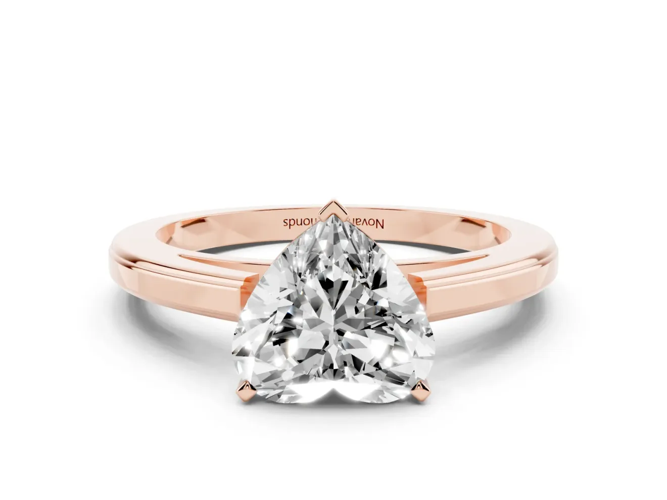 Heart-Shaped Solitaire Engagement Ring Setting | Stepped Flat Band | Rose Gold