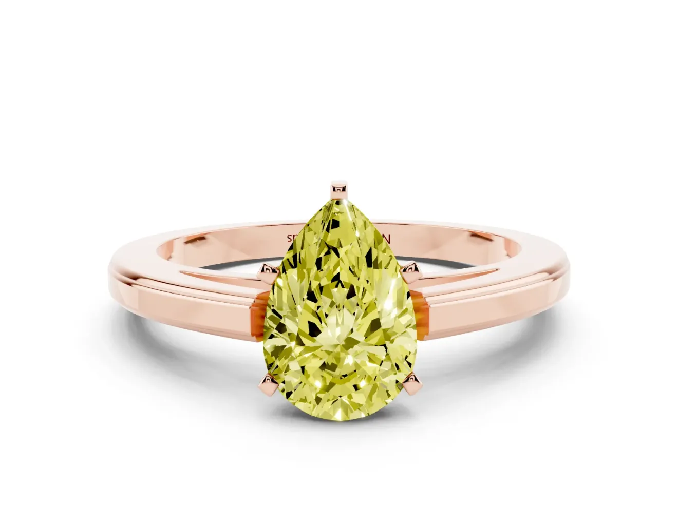 Pear-Shaped Solitaire Engagement Ring Setting for a Fancy Yellow Lab-Grown Diamond | Stepped Flat Band | Rose Gold