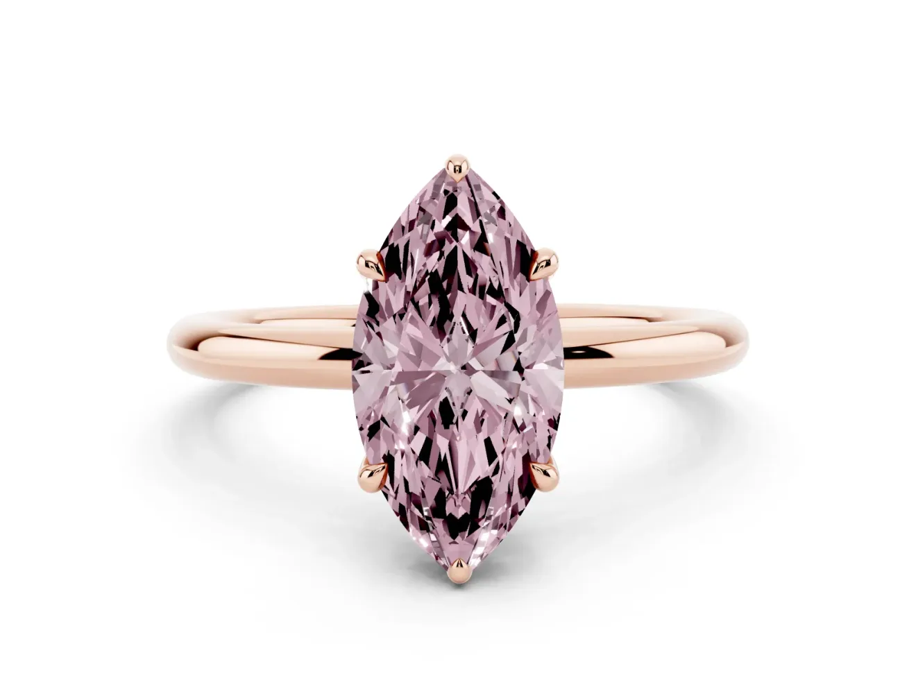 Marquise Hidden Halo Ring Setting for a Fancy Pink Lab-Grown Diamond | Rose Gold