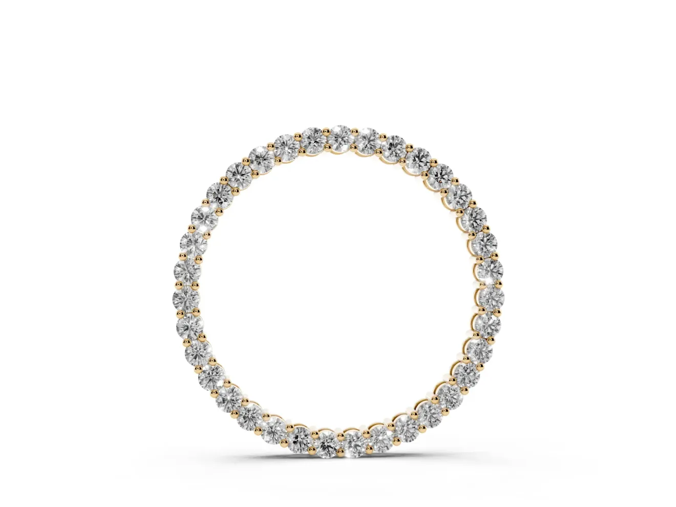 Round Lab-Grown Diamond Open Eternity Circle Pendant Necklace | Shared Prongs | Yellow Gold