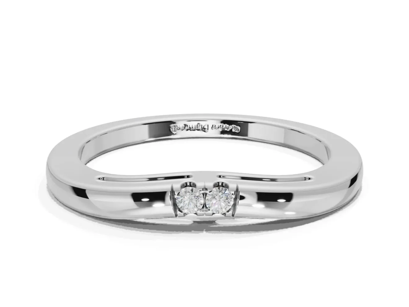 Round Lab-Grown Diamond Toi et Moi Curved Wedding Band | Side Slot Cut-Outs | White Gold