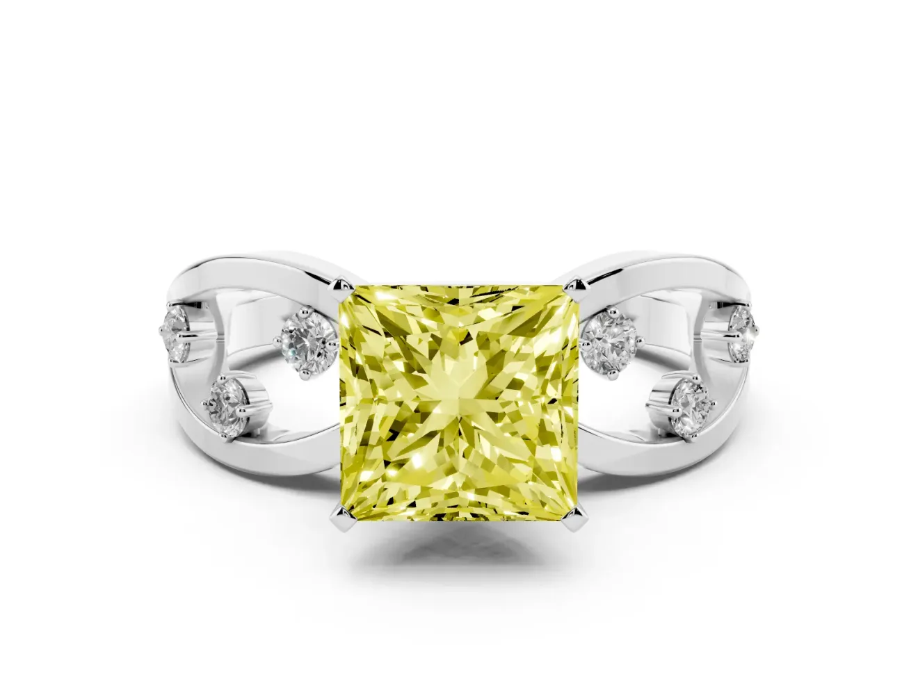 Princess Cut Loop Engagement Ring Setting for a Fancy Yellow Lab-Grown Diamond | Sterling Silver