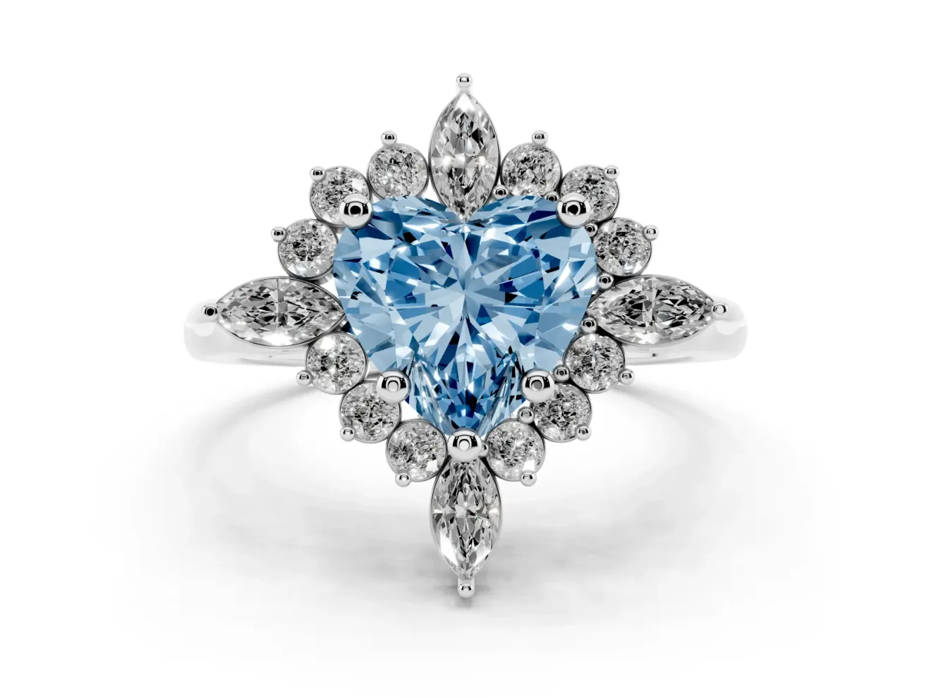 Heart-Shaped Engagement Ring Setting for a Fancy Blue Lab-Grown Diamond | White Gold - Design NV-24790