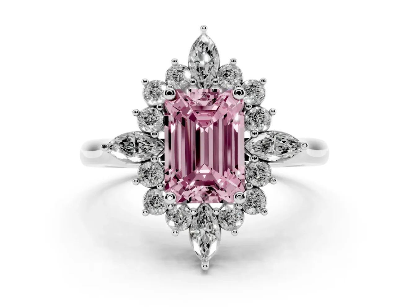 Emerald Cut Engagement Ring Setting for a Fancy Pink Lab-Grown Diamond | Platinum - Design NV-24790