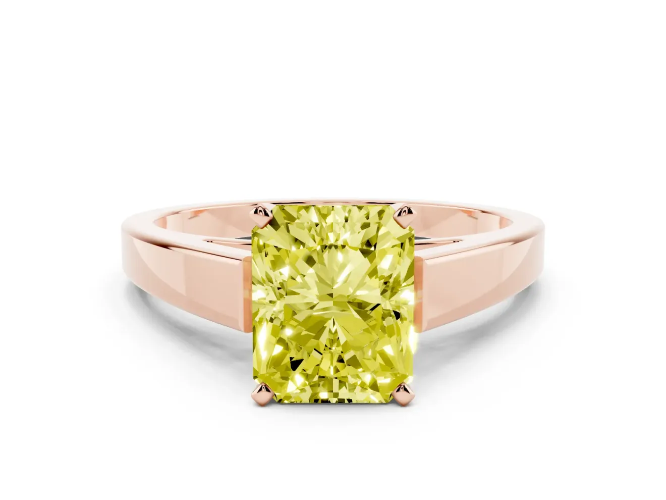 Radiant Cut Solitaire Engagement Ring Setting for a Fancy Yellow Lab-Grown Diamond | Rose Gold