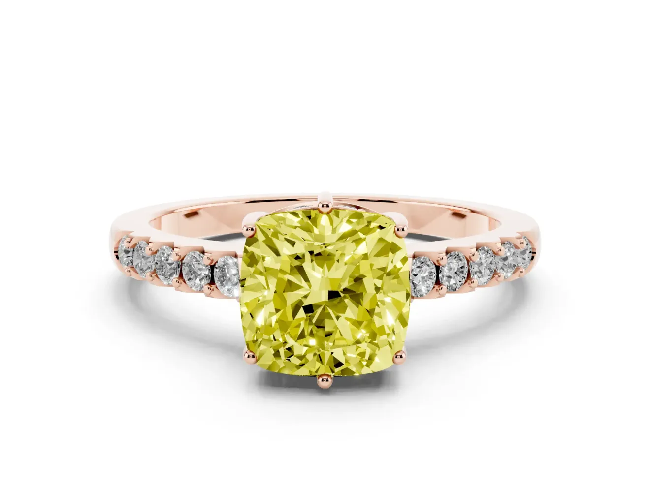 Cushion Cut Engagement Ring Setting for a Fancy Yellow Lab-Grown Diamond | Rose Gold - Design NV-24649