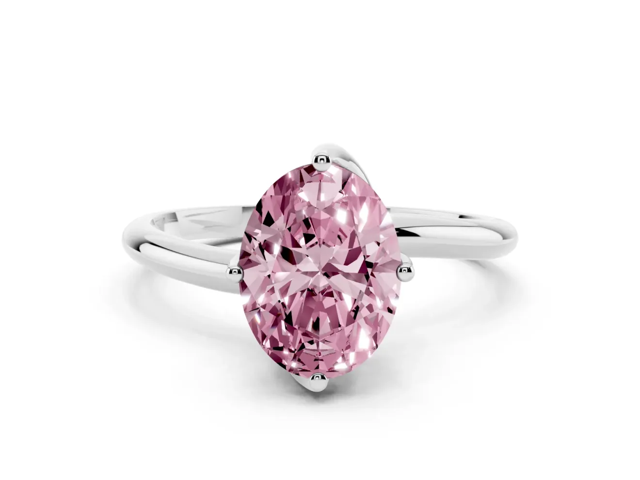 Oval Bypass Solitaire Engagement Ring Setting for a Fancy Pink Lab-Grown Diamond | Platinum