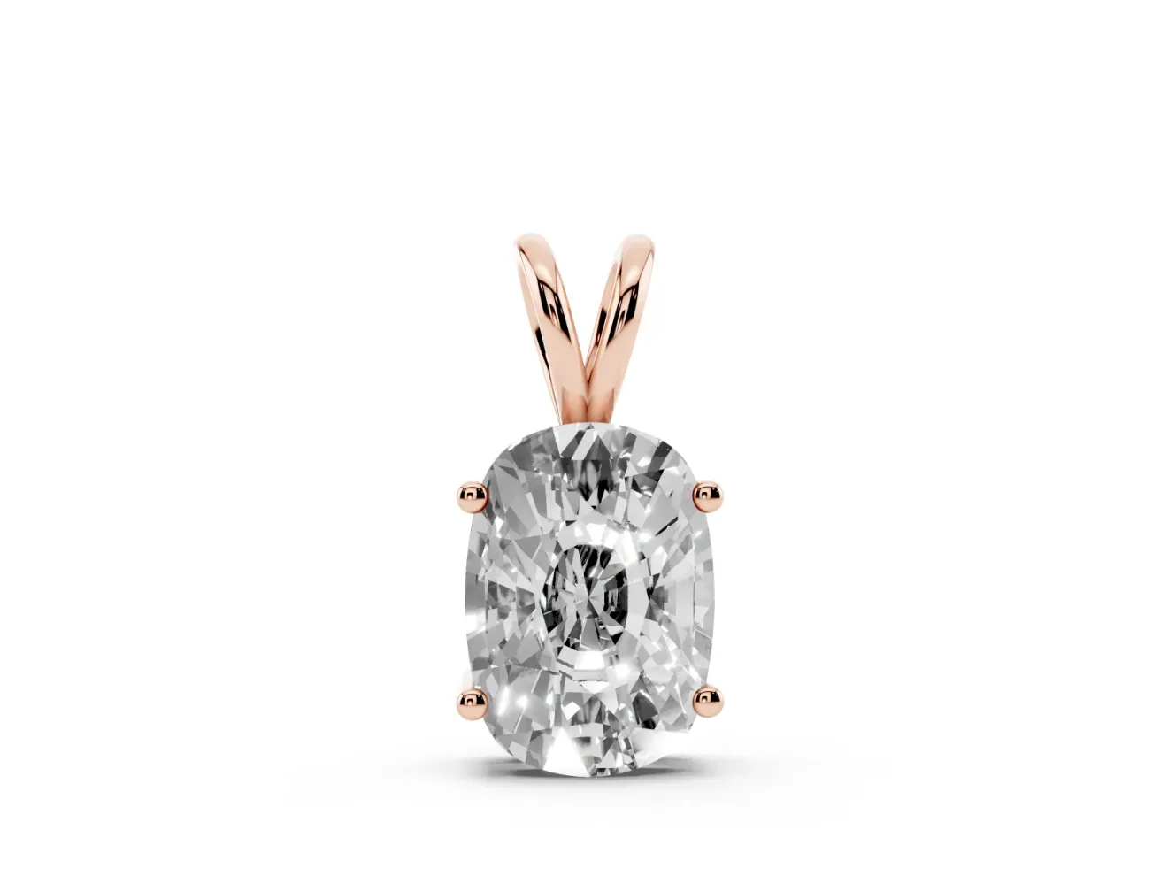 Elongated Cushion Lab-Grown Diamond Solitaire Pendant Necklace | Split Bail | Rose Gold