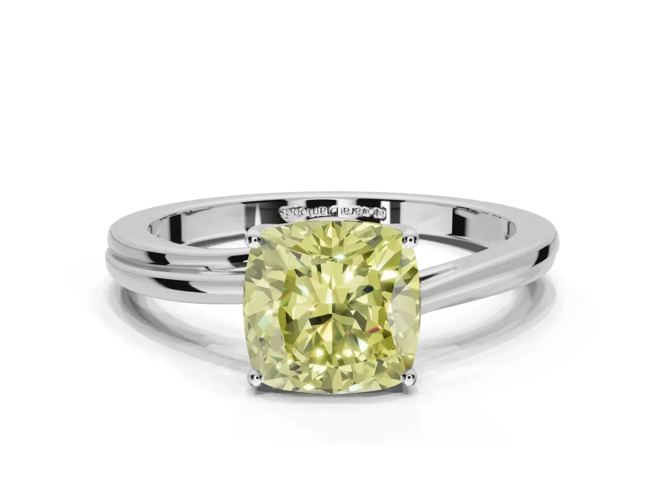Cushion Cut Bypass Solitaire Engagement Ring Setting for a Fancy Yellow Lab-Grown Diamond | Platinum