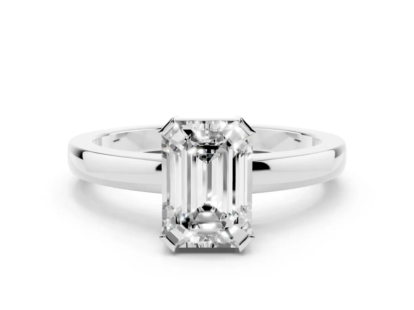 Emerald Cut Solitaire Engagement Ring Setting | Flat Tab Prongs | Platinum