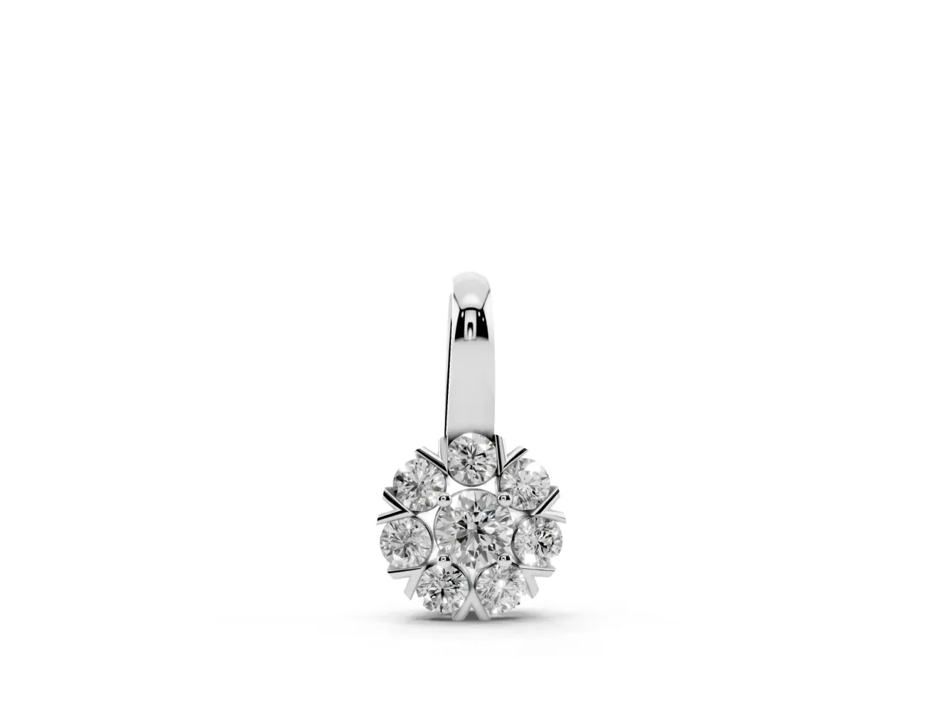 Round Lab-Grown Diamond Floral Cluster Pendant Necklace | Petal Halo | White Gold