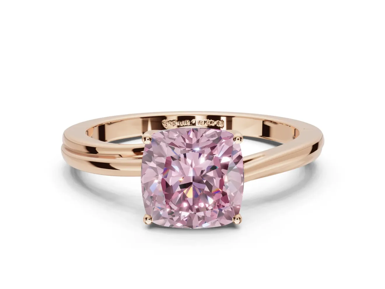 Cushion Cut Bypass Solitaire Engagement Ring Setting for a Fancy Pink Lab-Grown Diamond | Rose Gold