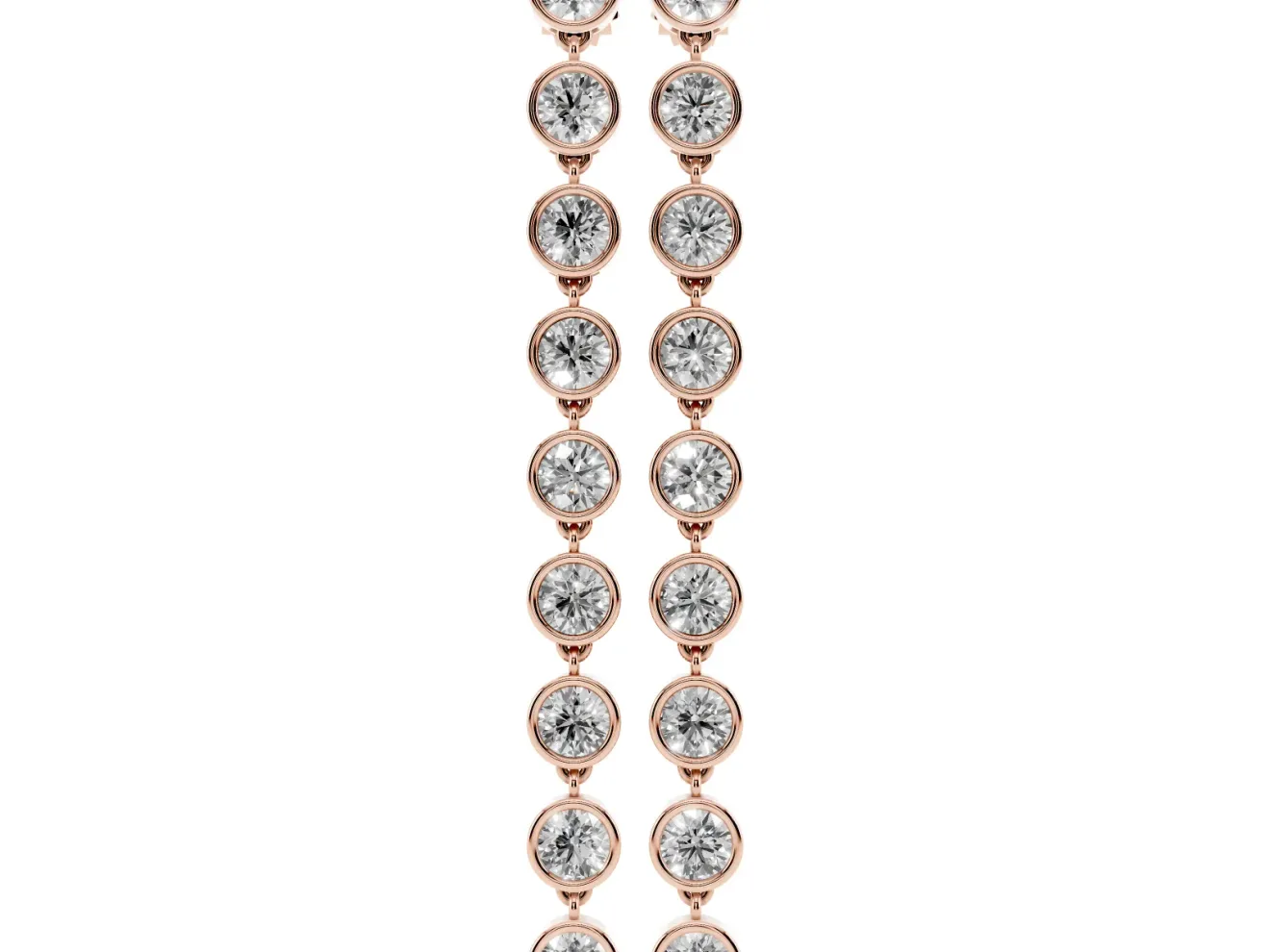 Round Lab-Grown Diamond Bezel Station Drop Earrings | Nine Linked Bezels | Rose Gold