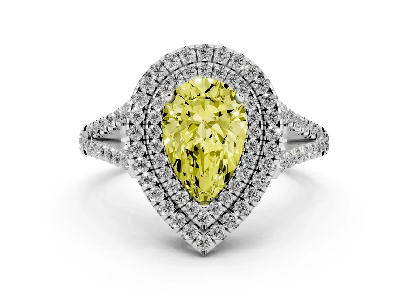 Pear-Shaped Halo Engagement Ring Setting for a Fancy Yellow Lab-Grown Diamond | Sterling Silver - Design NV-24799