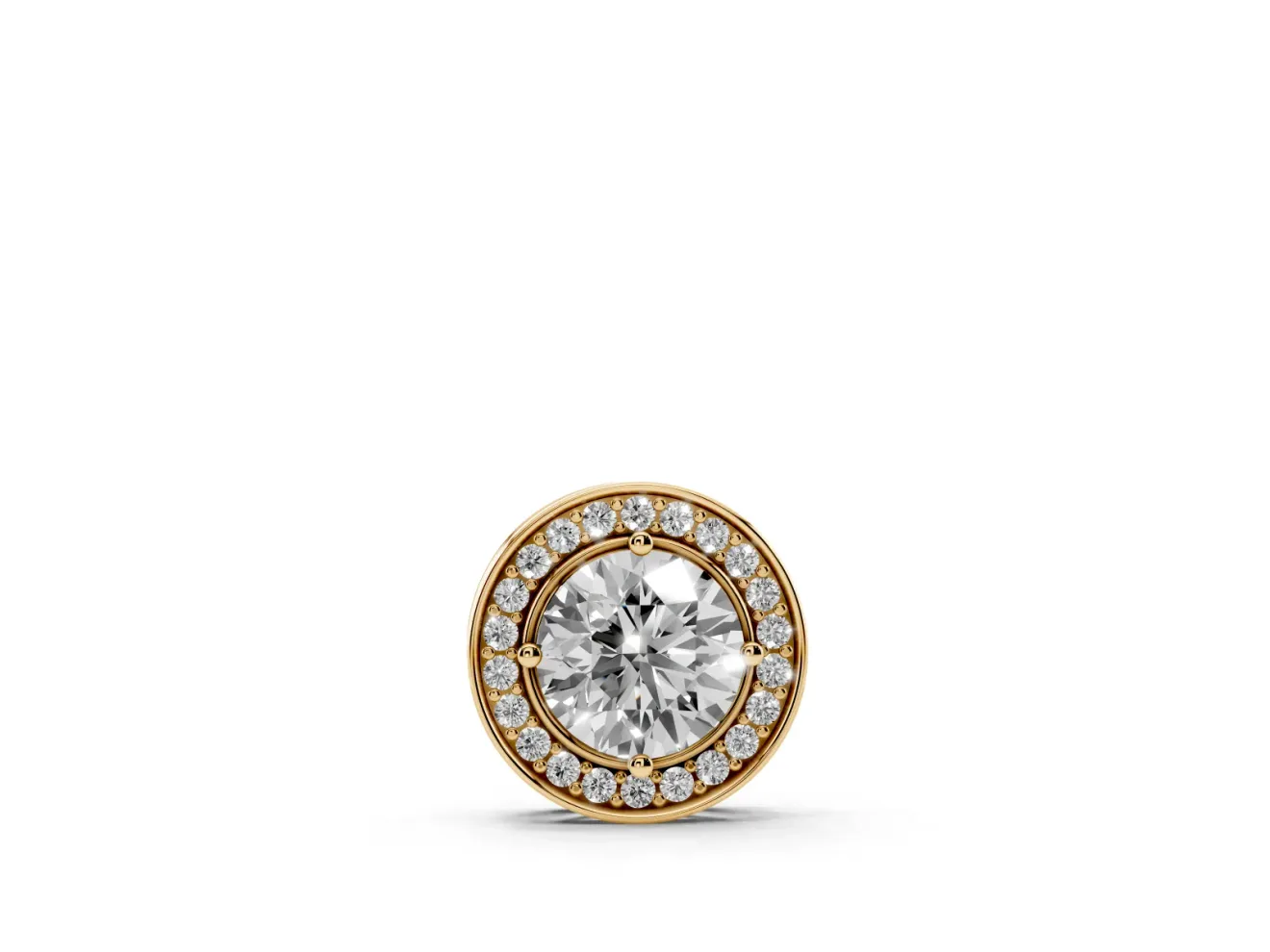 Round Lab-Grown Diamond Halo Pendant Necklace | Hidden Bail | Yellow Gold