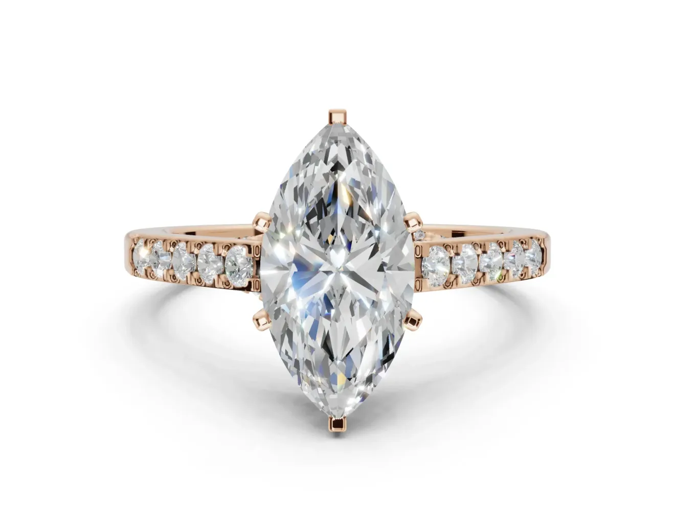 Marquise Pavé Solitaire Engagement Ring Setting | Crossover Gallery | Rose Gold